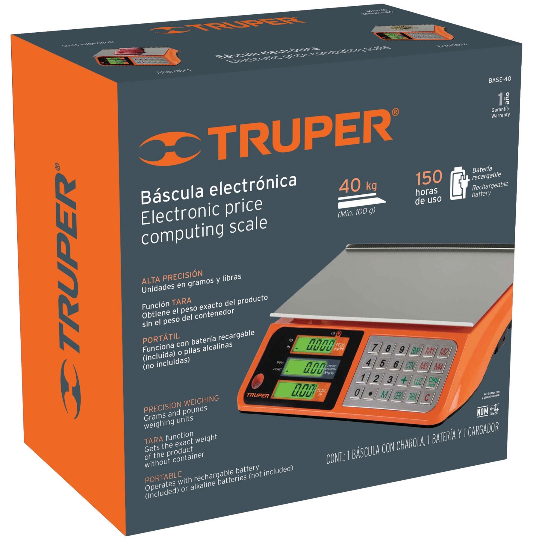 Báscula electrónica multifunciones capacidad 40 kg