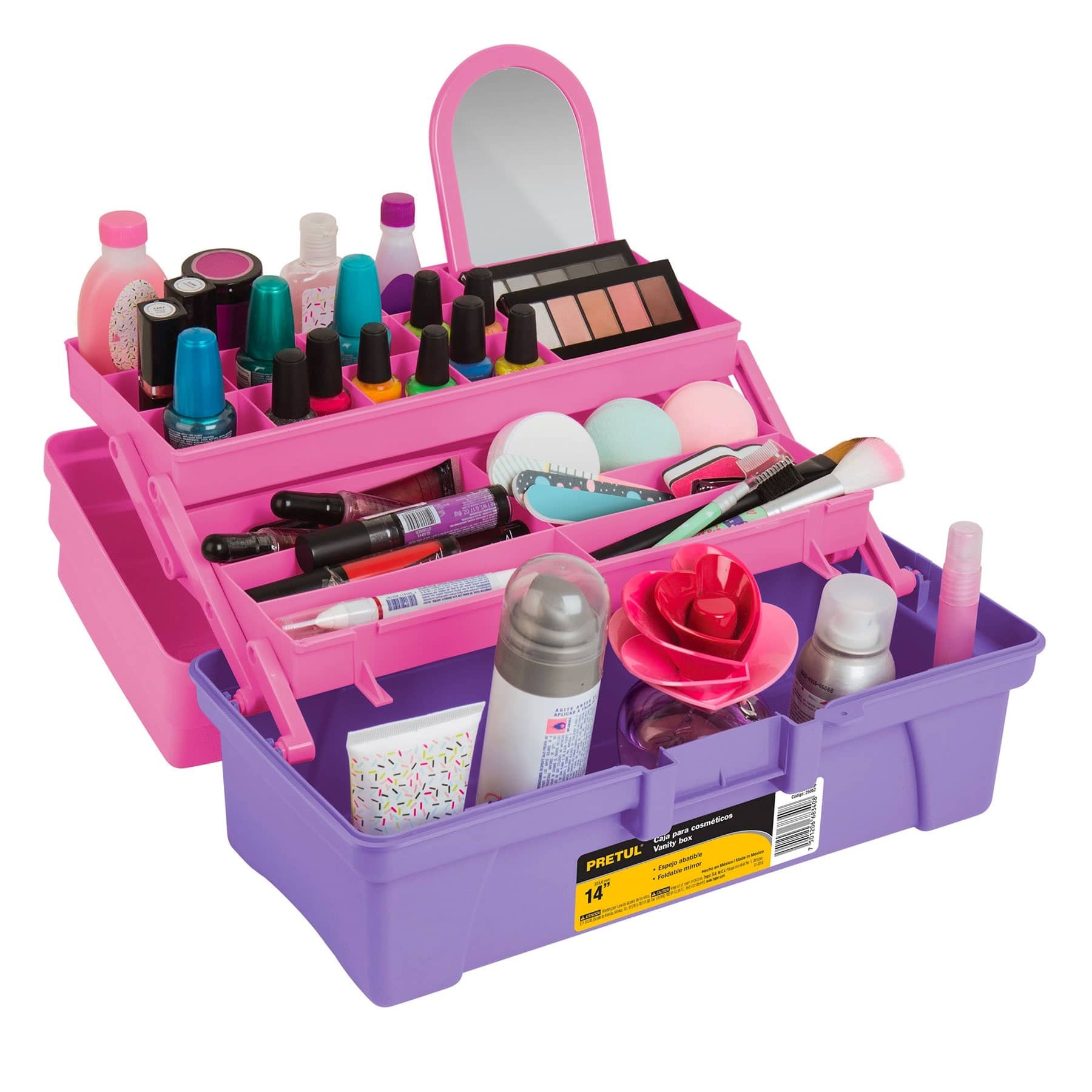 caja cosmetiquera 14″, rosa/morado, Pretul