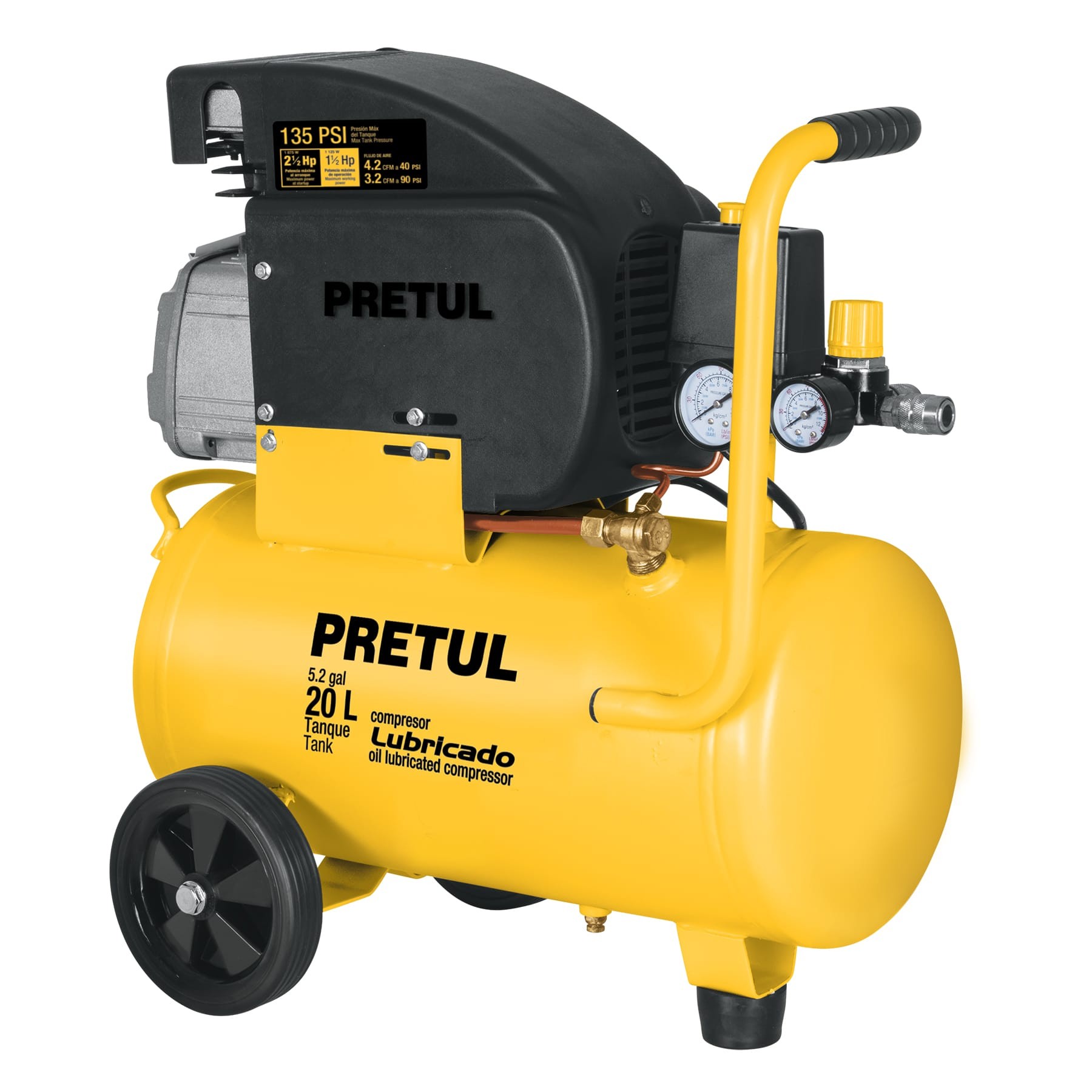 Compresor llubricado 20 L 2-1/2 HP (potencia máxima) 127 V
