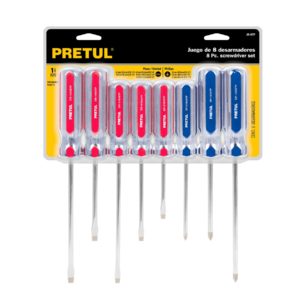 Juego de destornilladores 8 piezas mango PVC Pretul