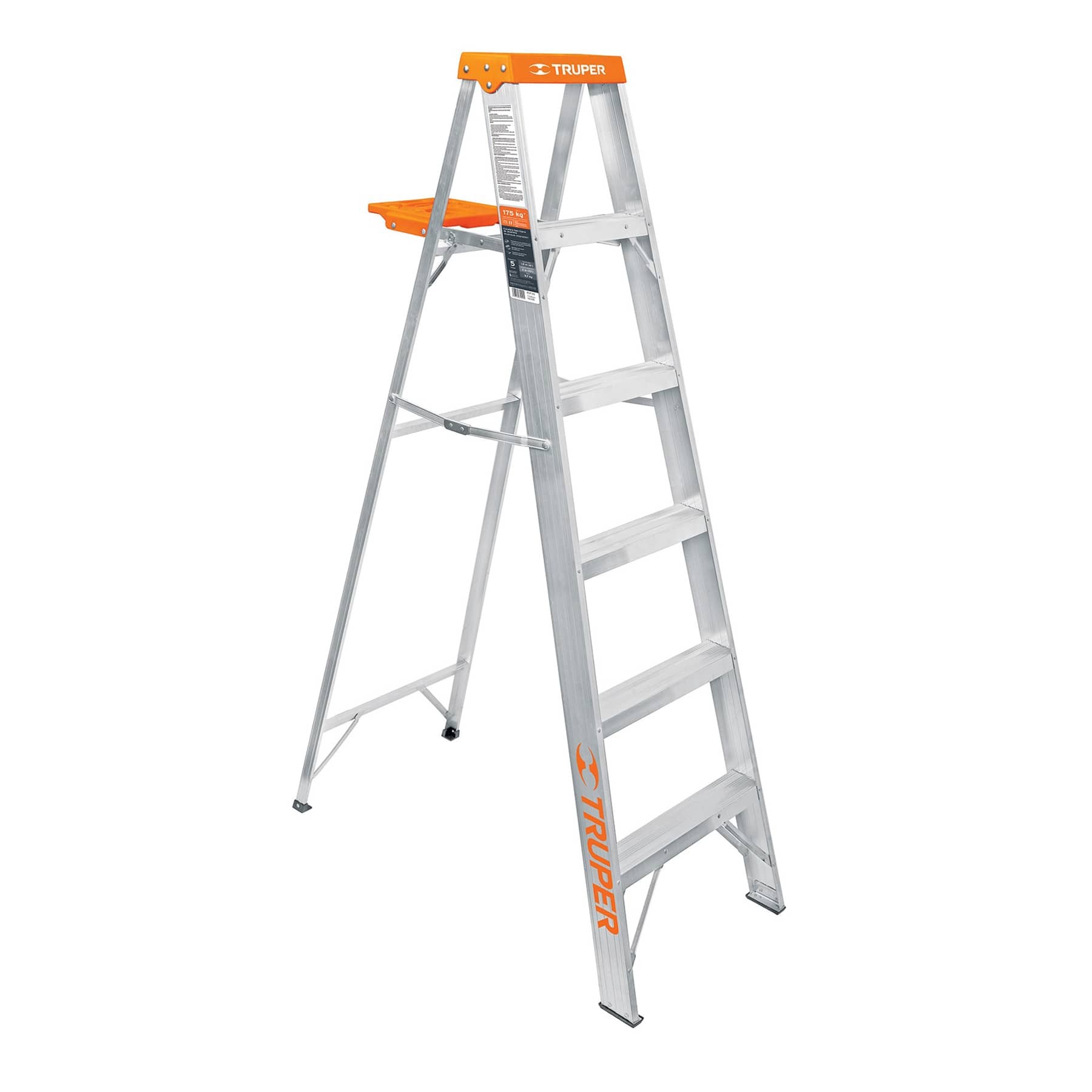 Escaleras tipo tijera con bandeja naranja 102 kg