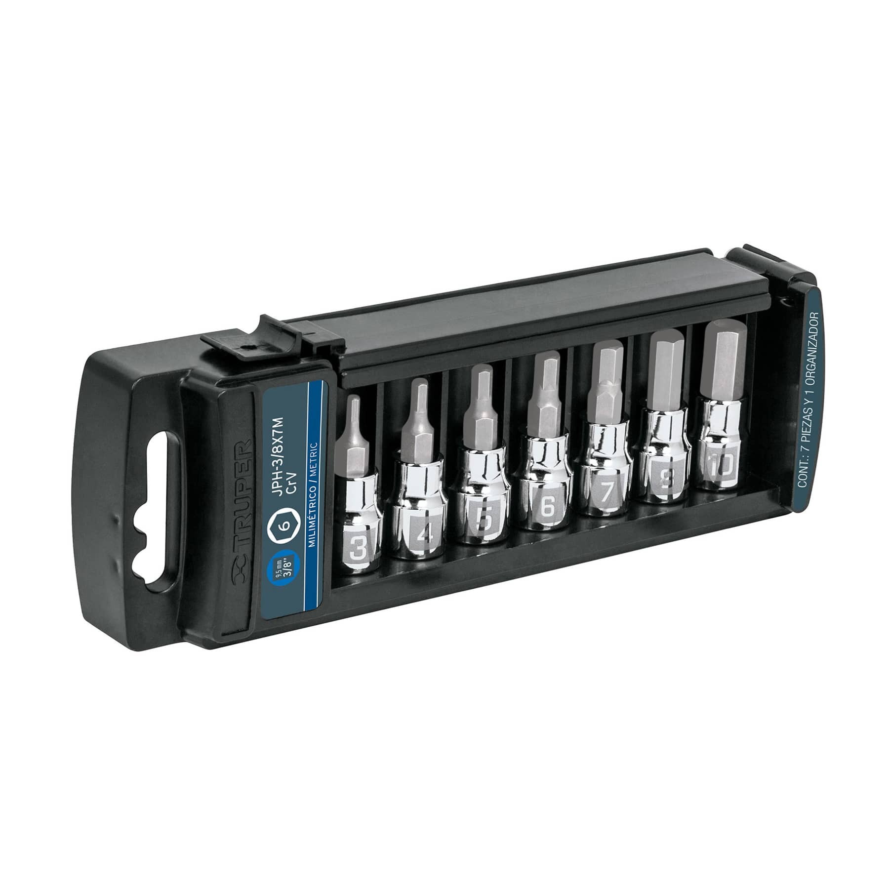 Juego de Copas, punta hexagonal, cuadro 3/8″, 7 piezas, mm