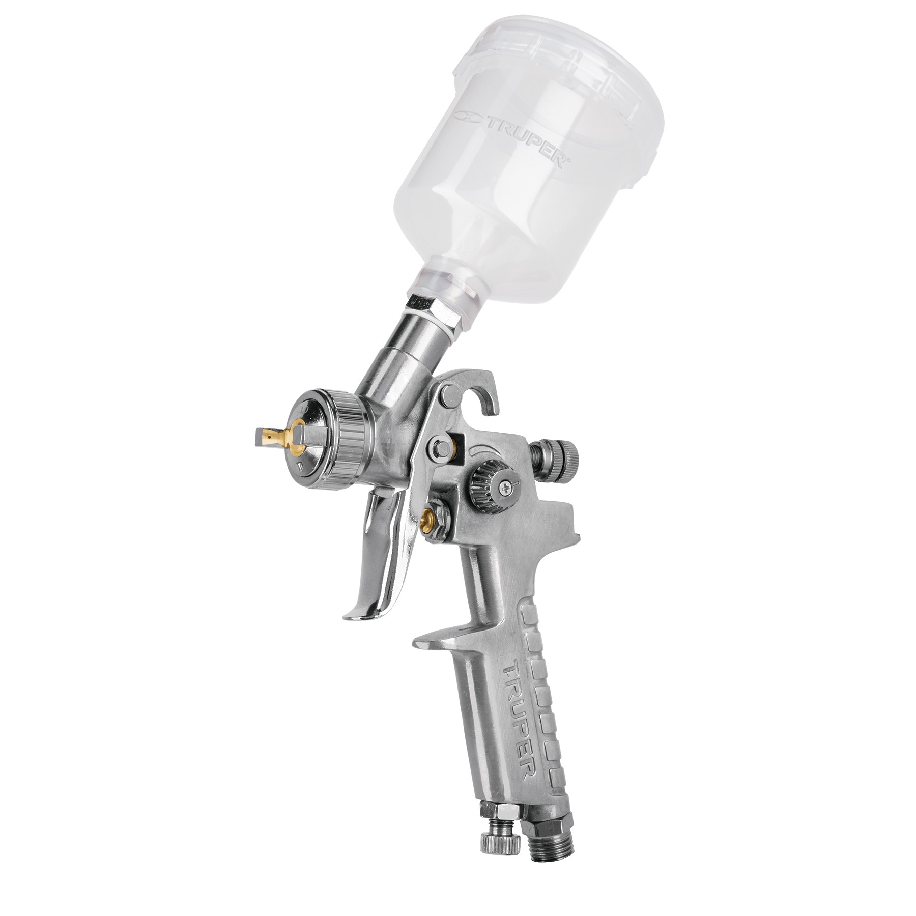 Pistola p/retoque gravedad HVLP vaso plástico boquilla 1 mm